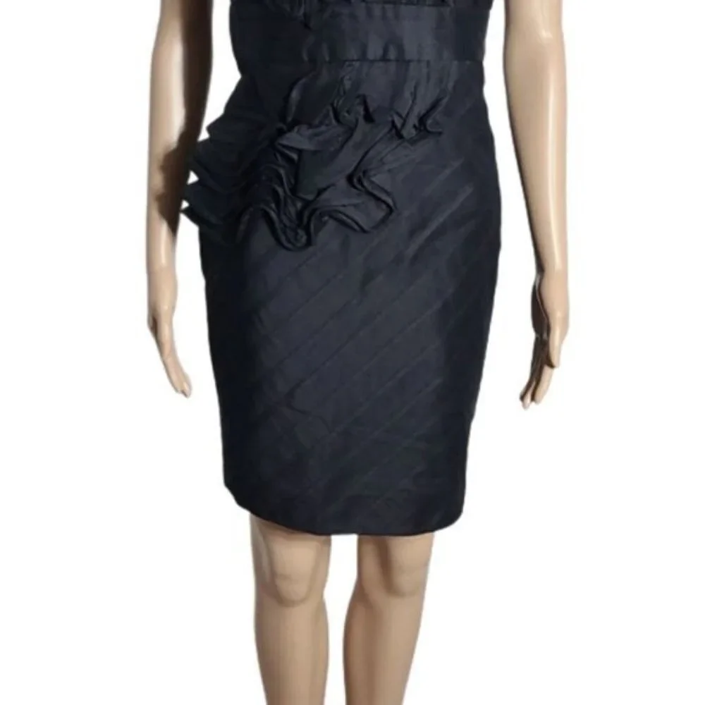 PHOEBE COUTURE Black 100% Silk Elegant Strapless Cocktail Dress Size 4 - Picture 9 of 16